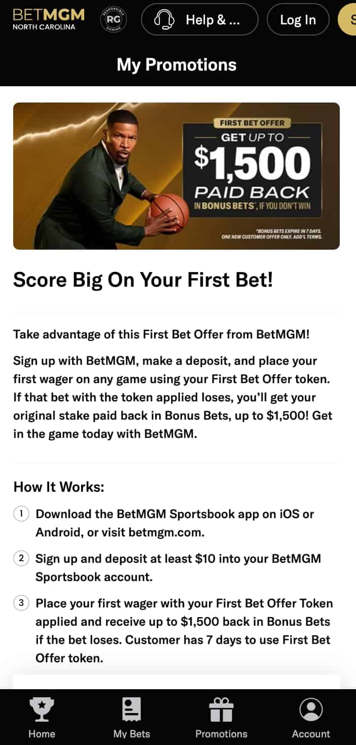 BetMGM bonus code NC offer 